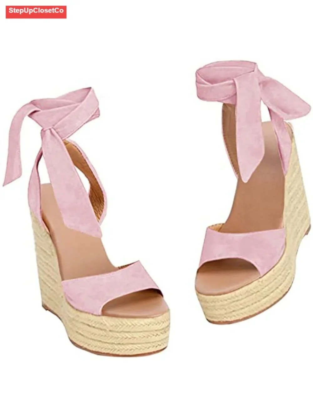 Espadrille Platform Wedge Sandals with Ankle Strap Open Toe High Heel